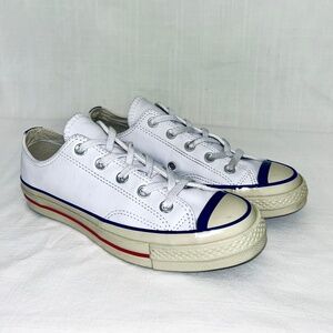 EUC Converse Women Chuck 70 Ox Vintage Leather 161734C White/Converse Blue/Egret